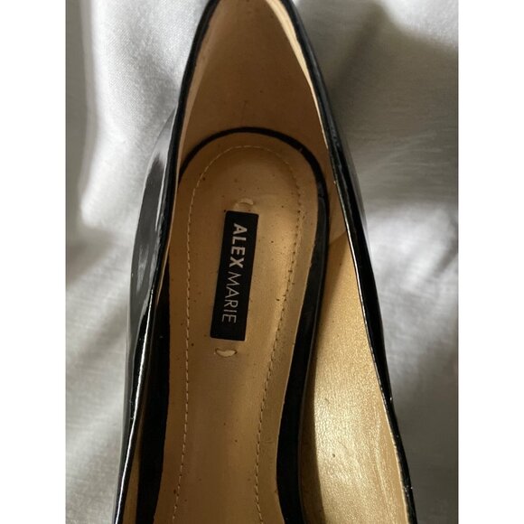 Alex Marie Black Patent Leather Peep Toe Heels 8M - Picture 7 of 8